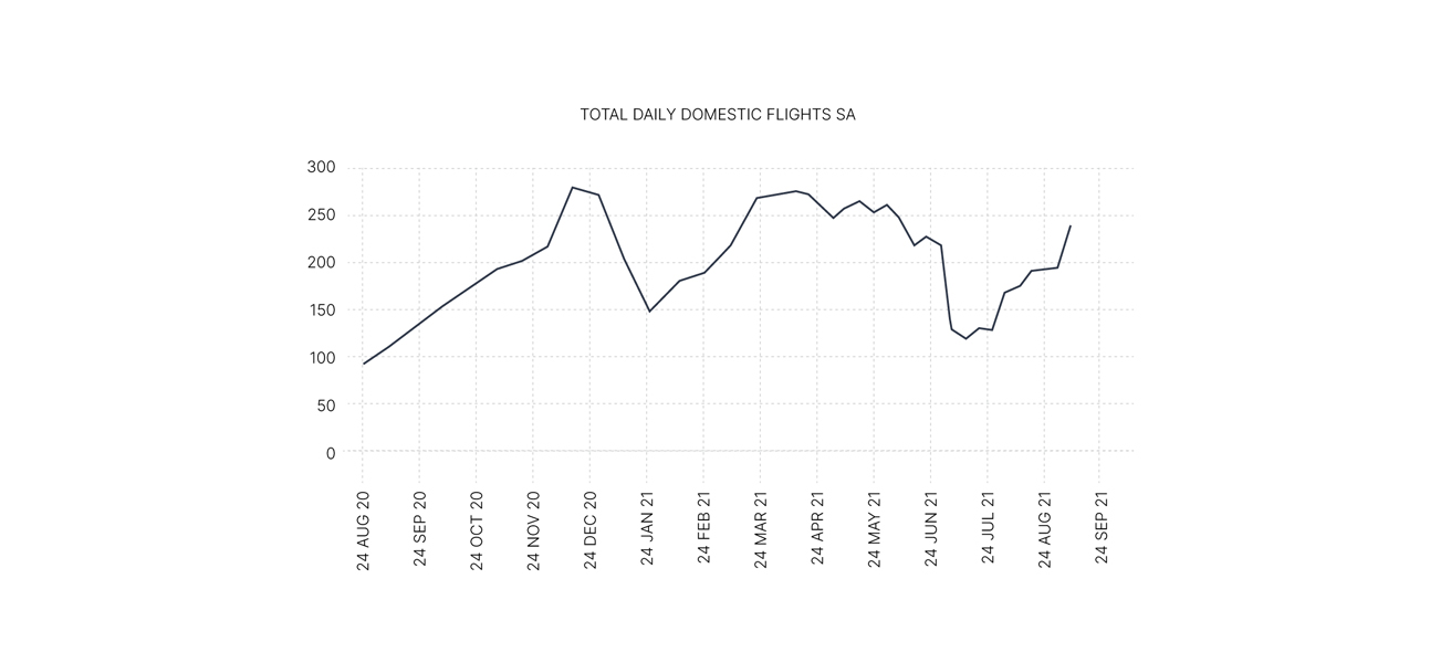 Graph: total daily domestic flights SA