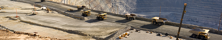 Trucks involved in copper mining