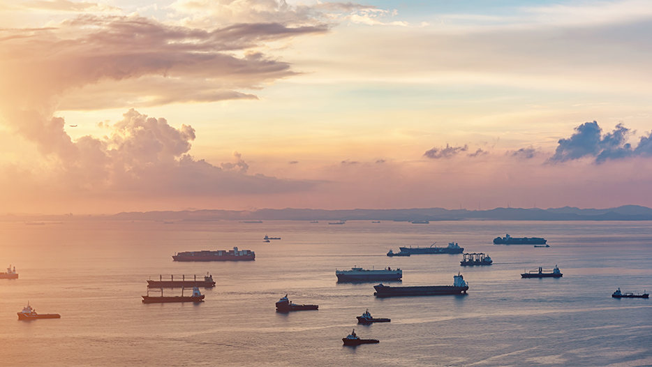 Container ships at sea