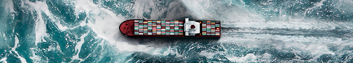 Ship overview in the sea