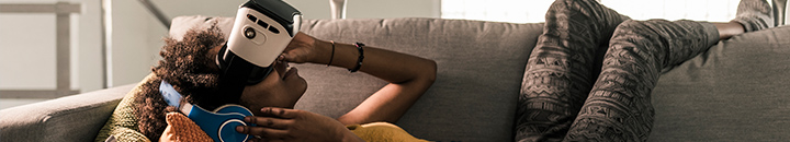 Woman using virtual reality headset