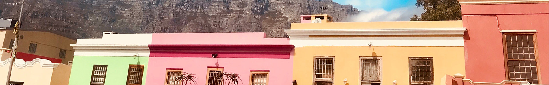 Cape Town colourful buildings against blue sky
