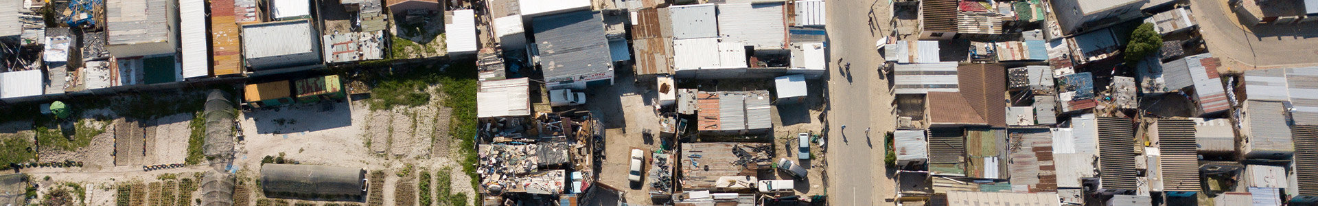 Aerial view overhead a township in South Africa
