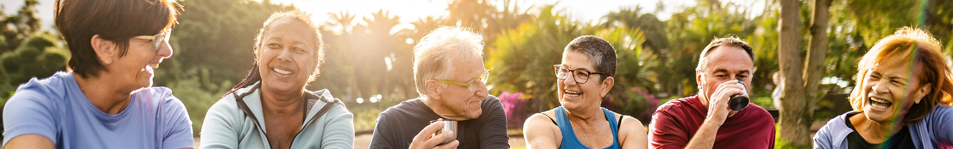 Active senior citizens in a park