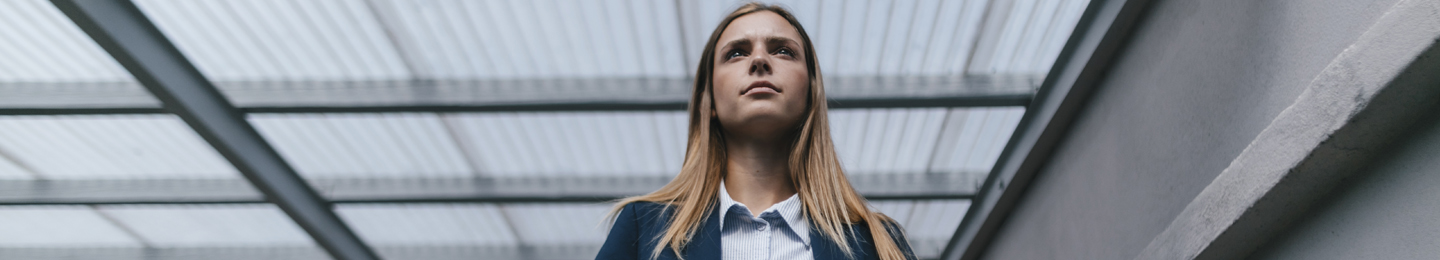 Business woman in navy suit