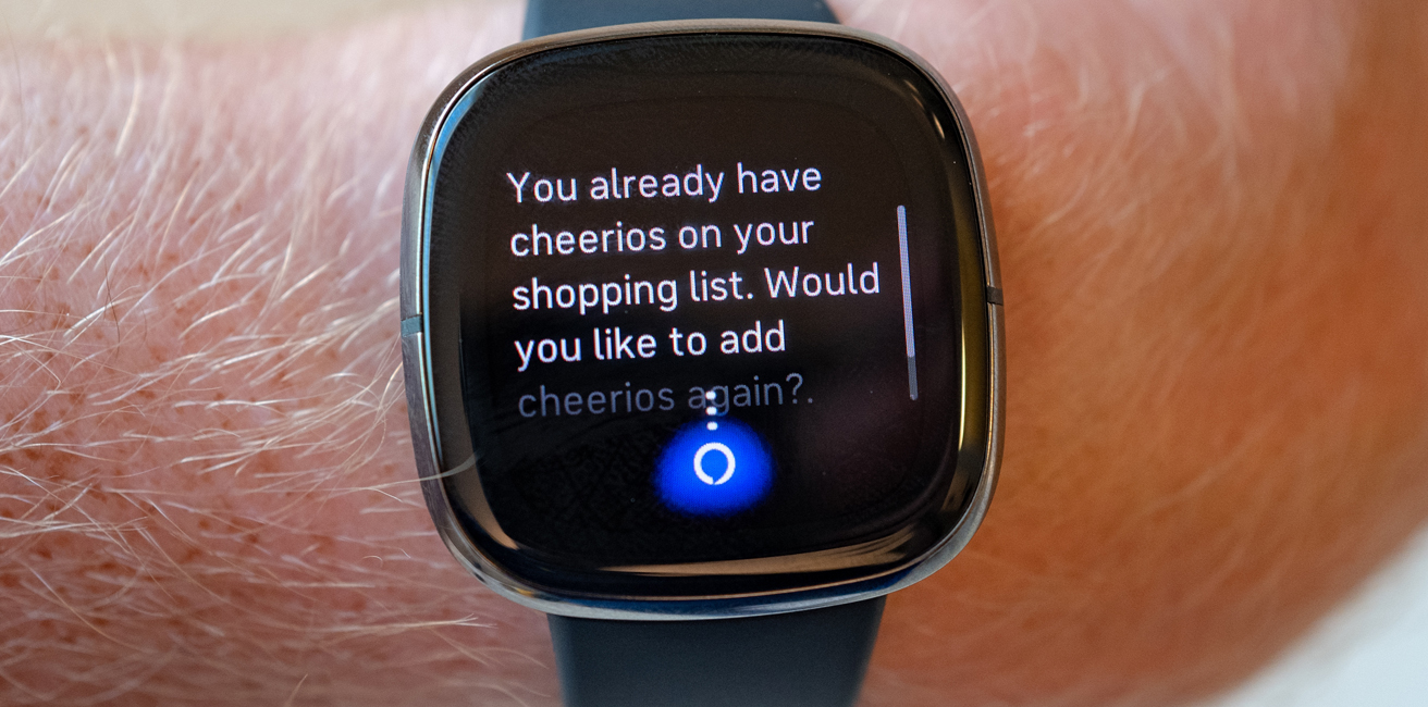 Amazon Alexa voice assistant activated on Fitbit Sense health tracking smart watch wearable device