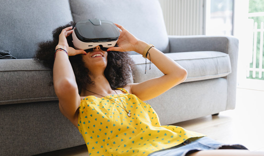 Woman wearing VR headset