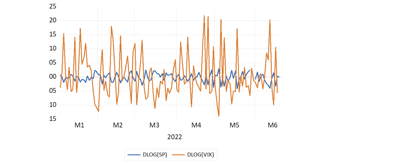 The S&P 500 and the Volatility Index (VIX) Daily percentage movements in 2022