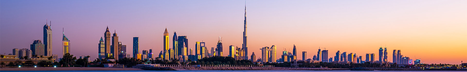 Dubai skyline at sunset