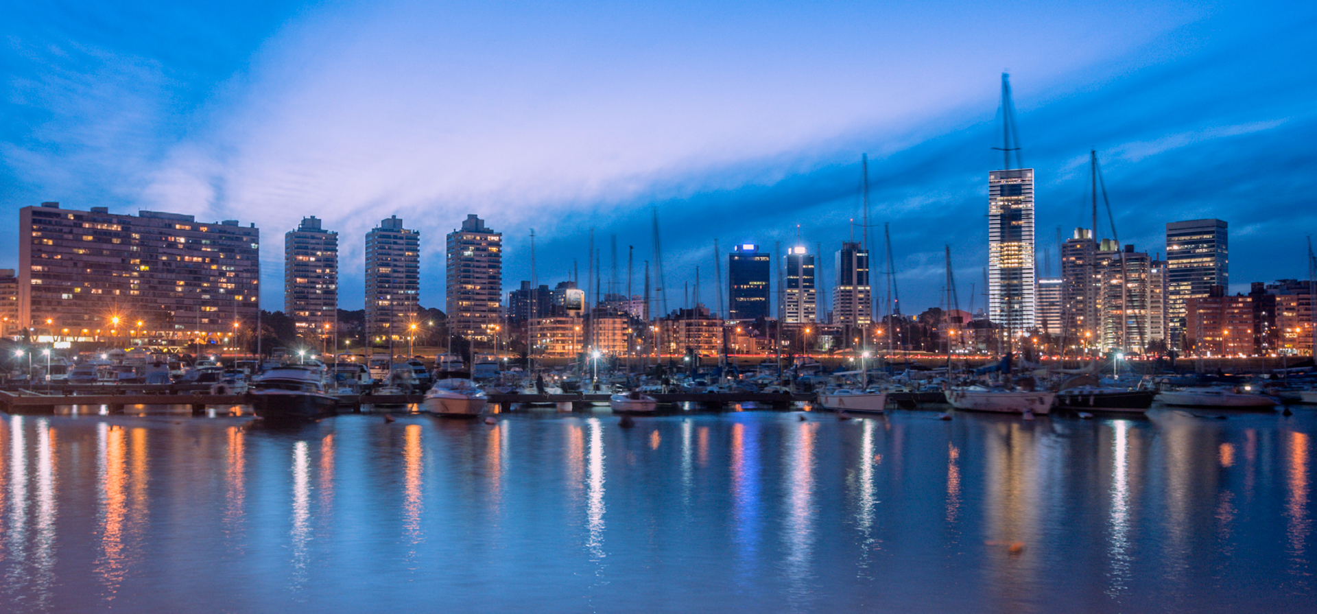 view of montevideo at night
