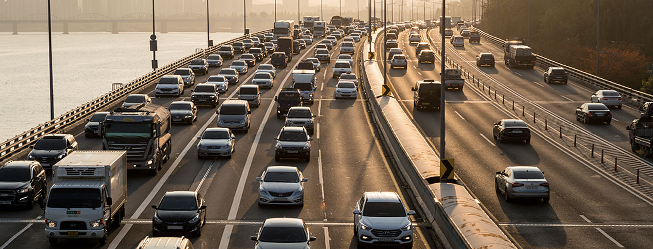 vehicles in traffic on the highway