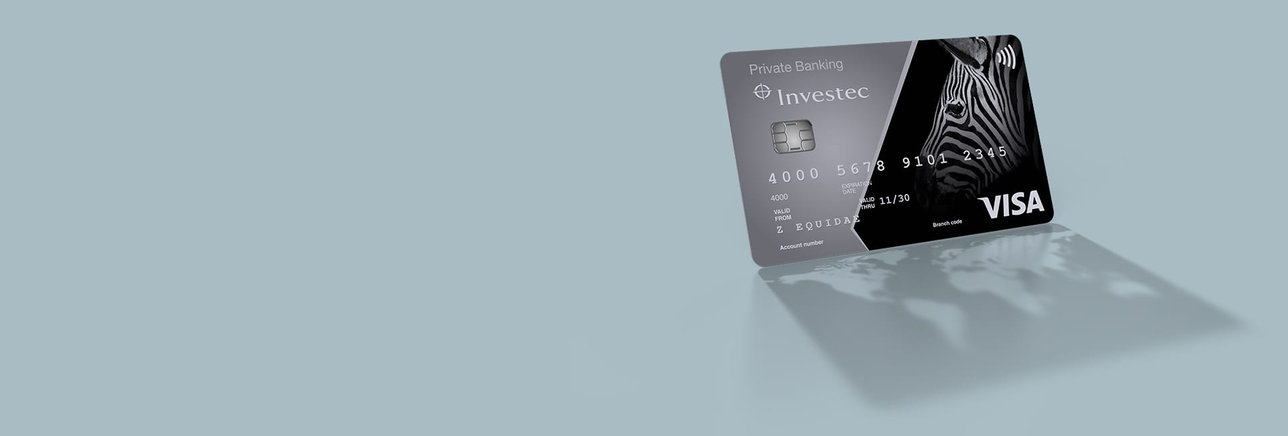 Investec Visa card on blue background