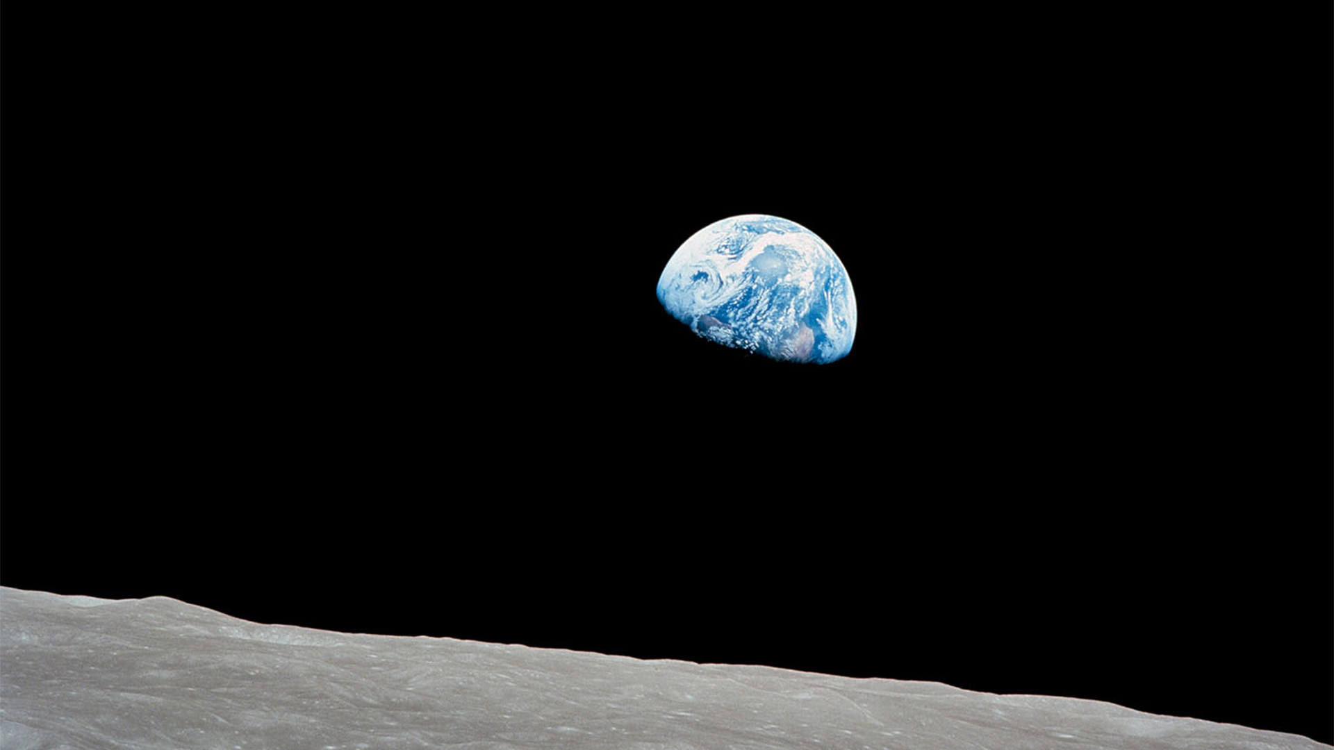 View of earth from the moon's surface