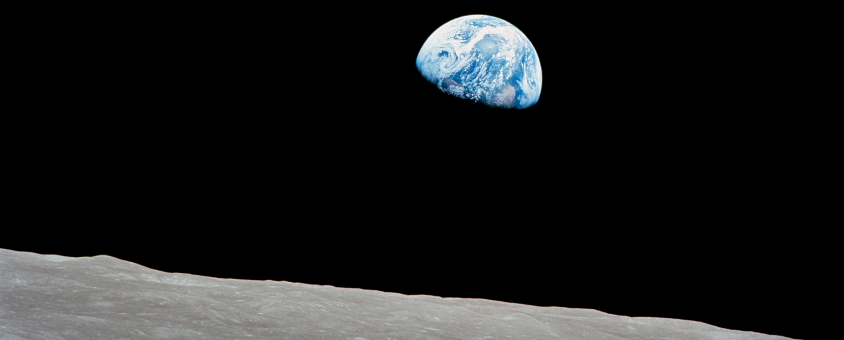 View of earth from the moon