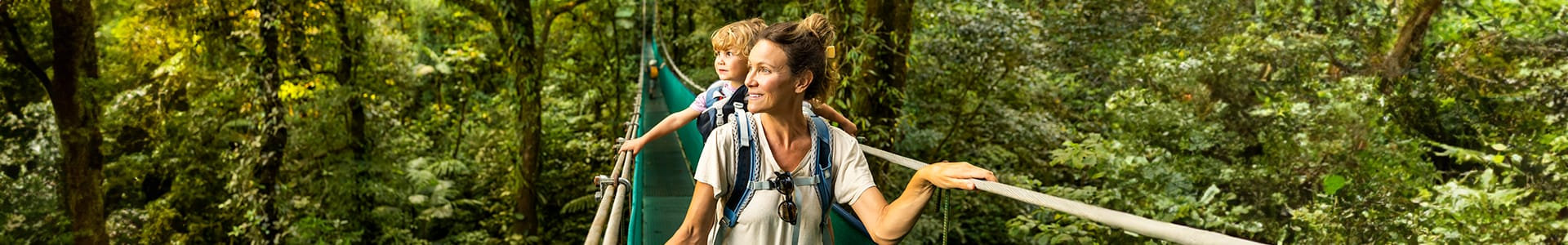 mother and son hiking