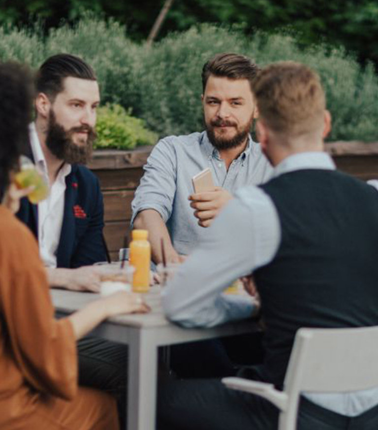 men talking about private banking