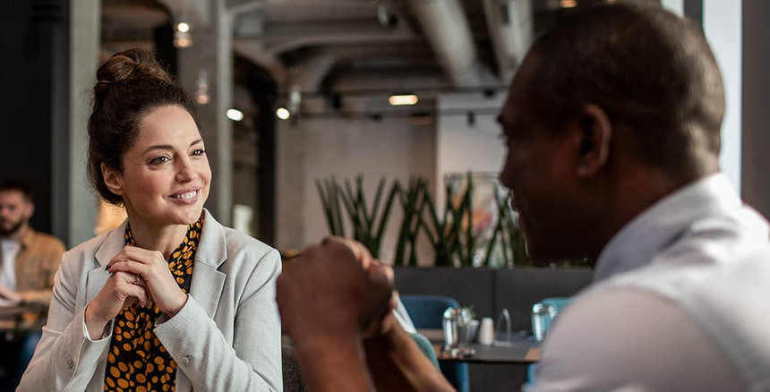 business professionals having coffee