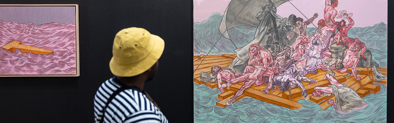 Viewing art that makes a political or historical statement 