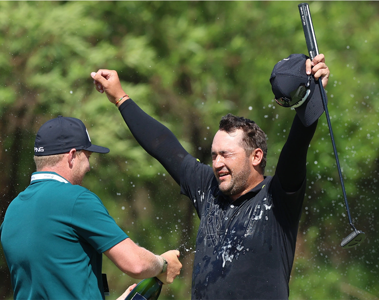 Lawrence with caddy post his SA Open 2022 win
