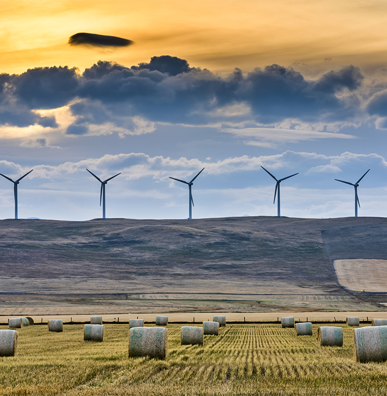 haybales and wind turbines 