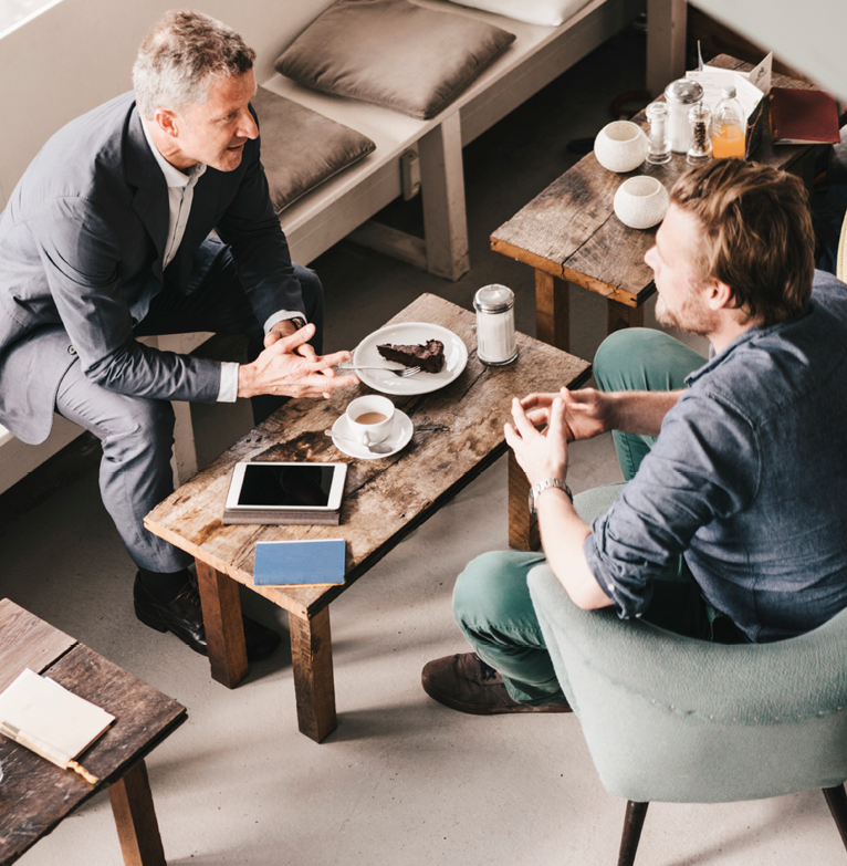 coffee meeting between two colleagues