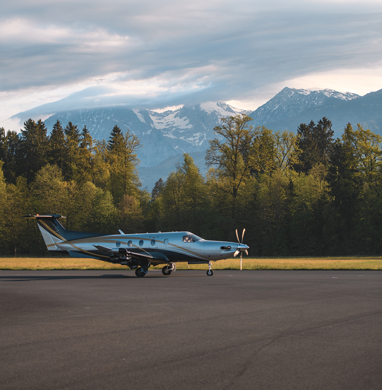 private jet on runway