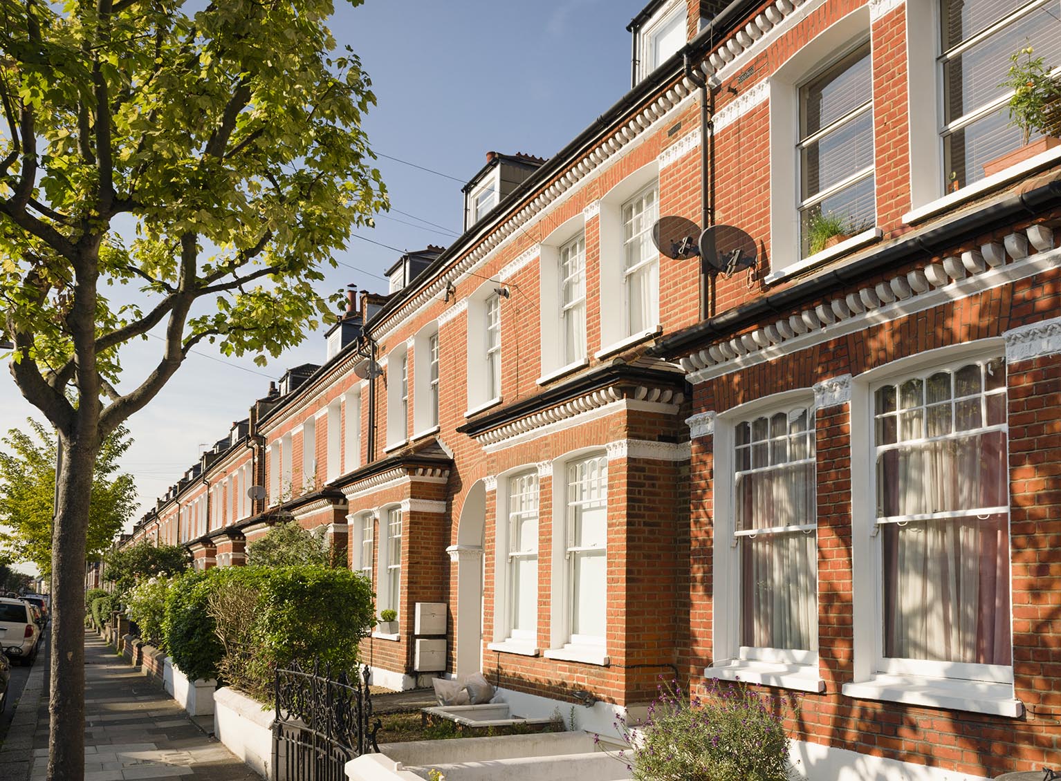 Row of terraced houses in the UK