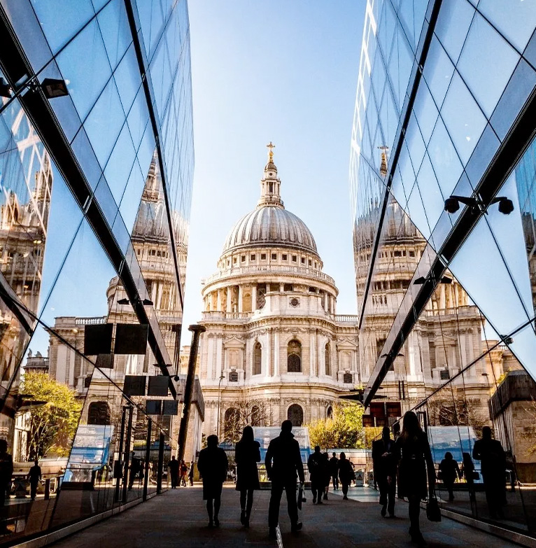 View of St Paul's Cathedral from a shopping centre