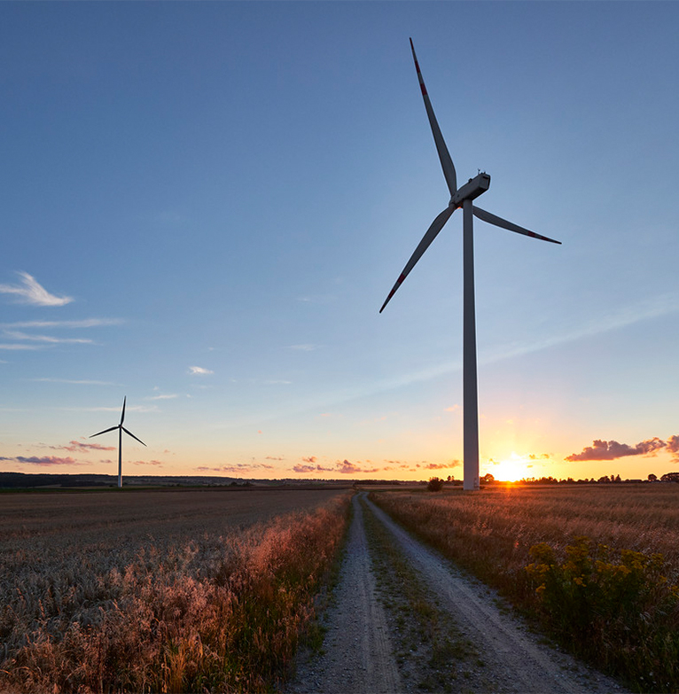 WInd turbines in countryside