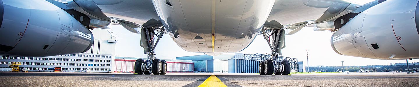 Underbelly of a commercial airliner