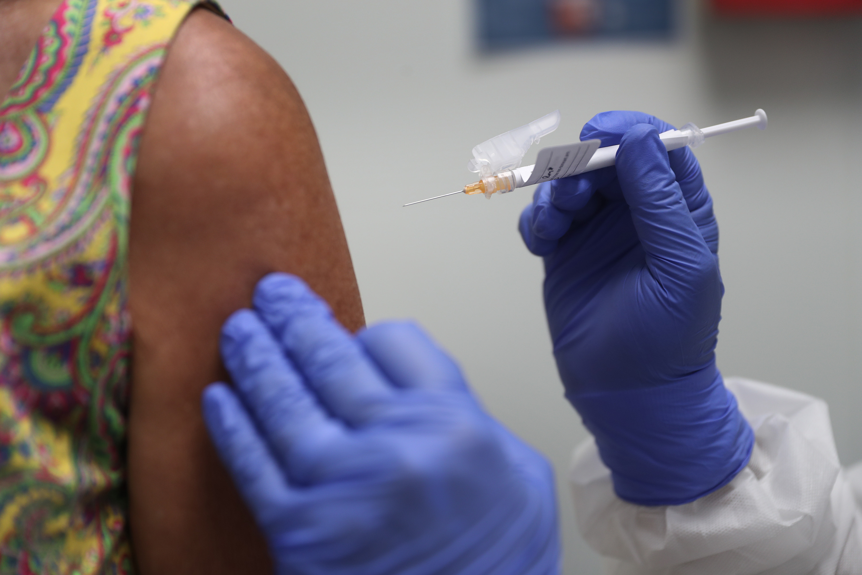 A volunteer takes part in a Covid-19 vaccine trial