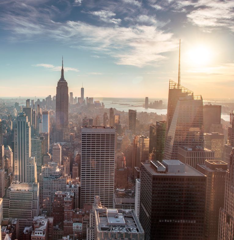 The New York skyline, looking towards the financial district