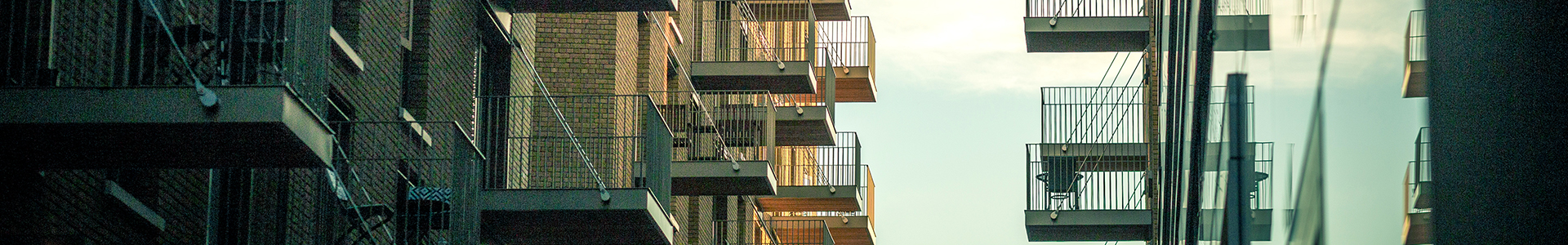 close up of two flats buildings