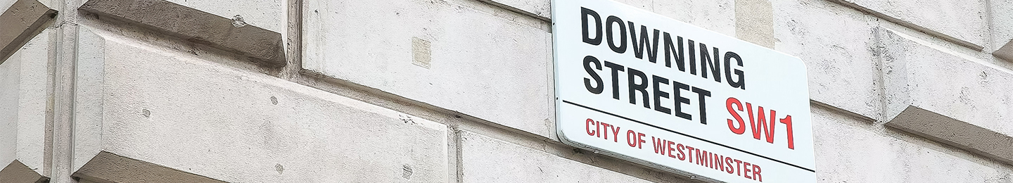 Downing Street's street sign, city of Westminister