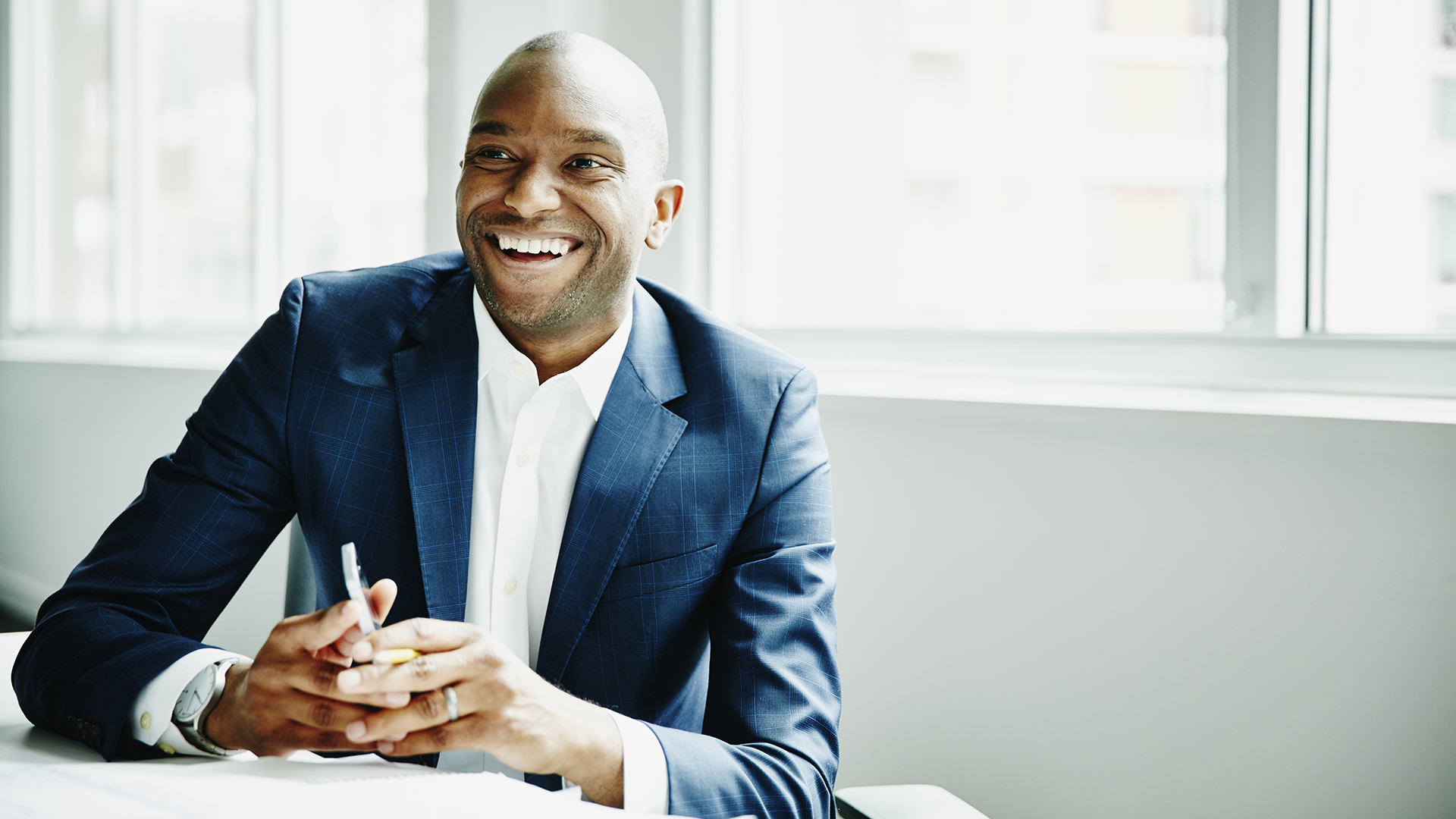 Private equity firm employee in conversation