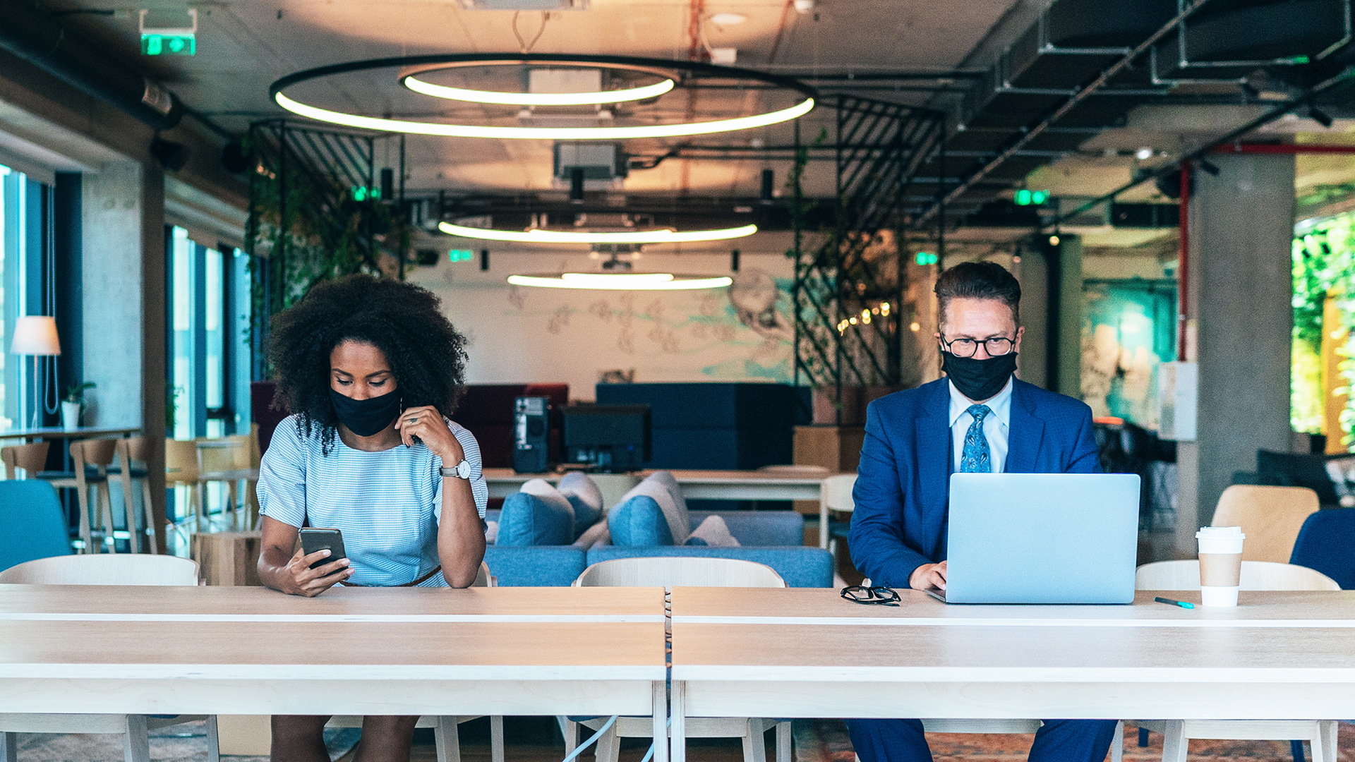 Two people working remotely