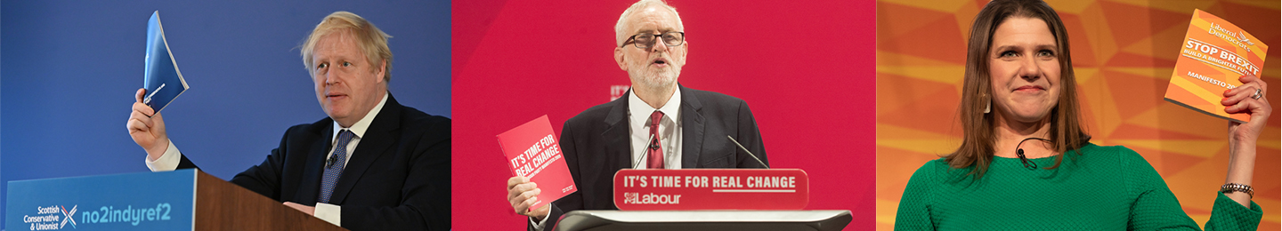 The main party leaders with their manifestos
