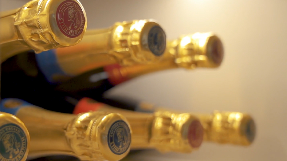 row of bottles of wine