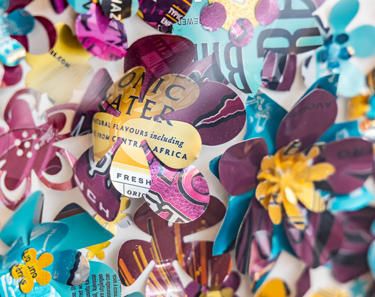 Close-up of the materials used in the artwork