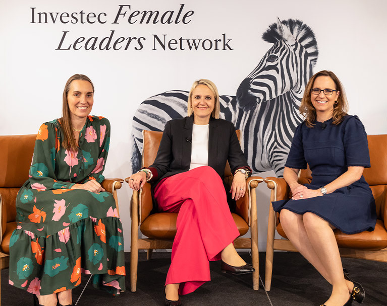 Tamara Lohan, Elisabetta Ricci and Ruth Leas sitting down at the Investec Female Leader Network event