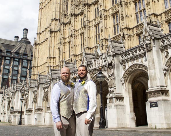 Shaun Dellenty and his husband on their wedding day