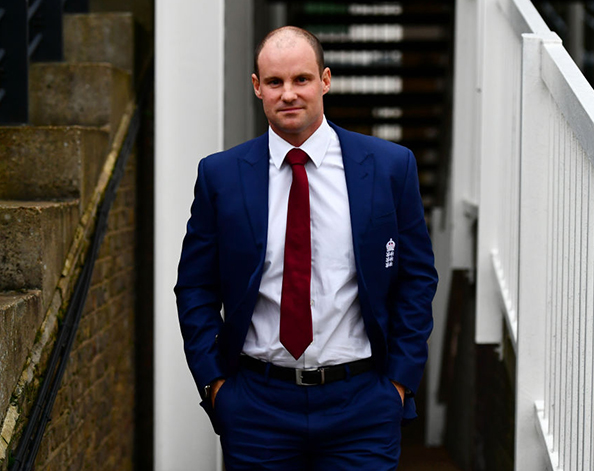 Sir Andrew Strauss in England suit standing at Lords Cricket Club