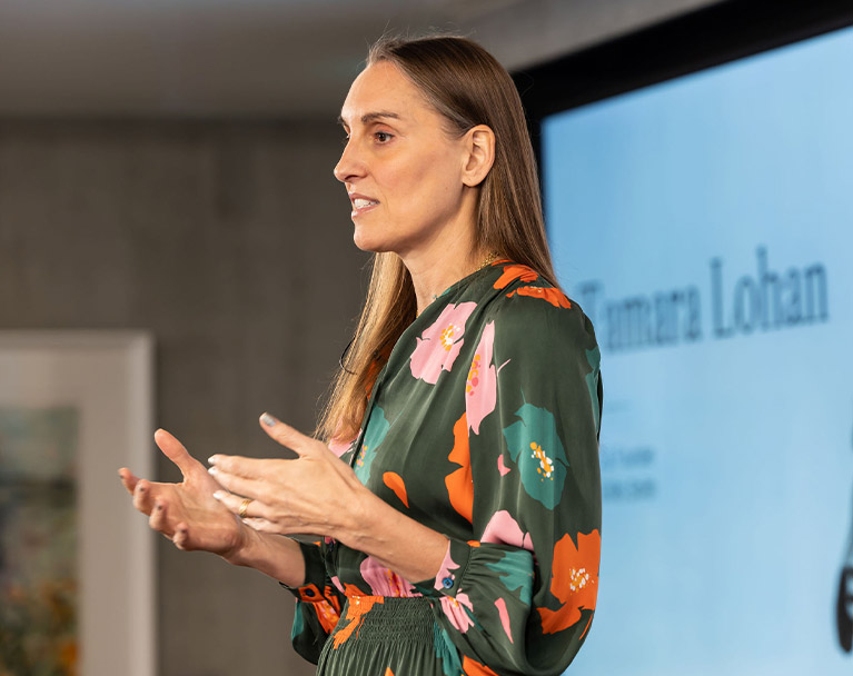 Tamara Lohan speaking at the Investec female leaders network