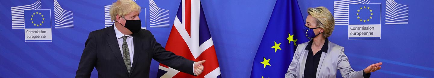 Prime Minister Boris Johnson and European Commission president Ursula von der Leyen meet for a dinner during they will try to reach a breakthrough on a post-Brexit trade deal on December 9, 2020 in Brussels, Belgium