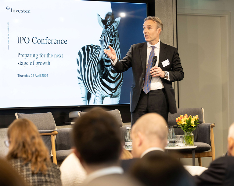 Marcus Stuttard speaking at the IPO Conference 2024