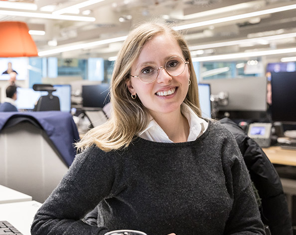 Woman sitting at a desk at work