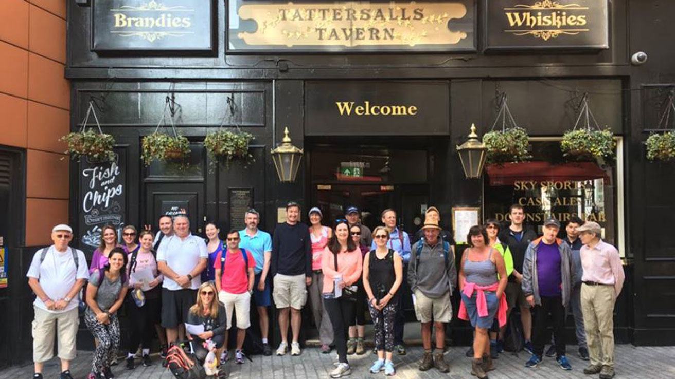 Derby walkers set off in 2018 in front of Tatersall Tavern