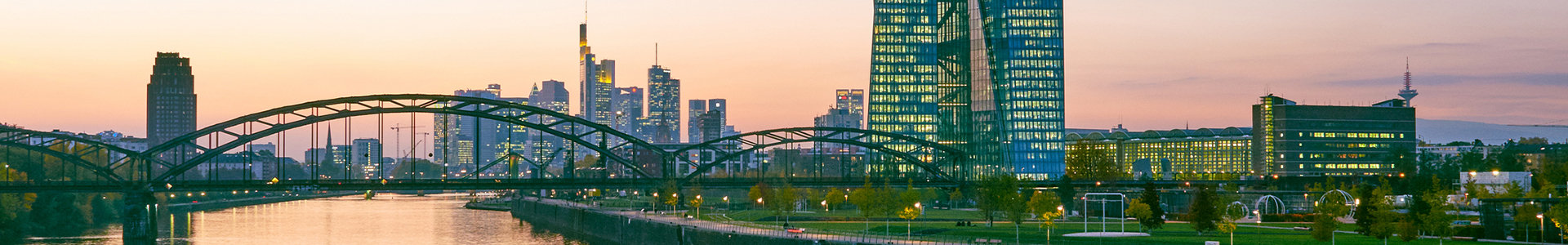 European Central Bank at dusk