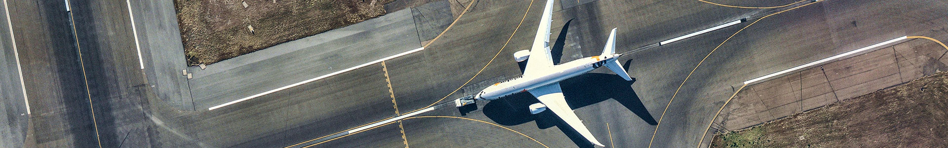 Ariel view of a plane on runway