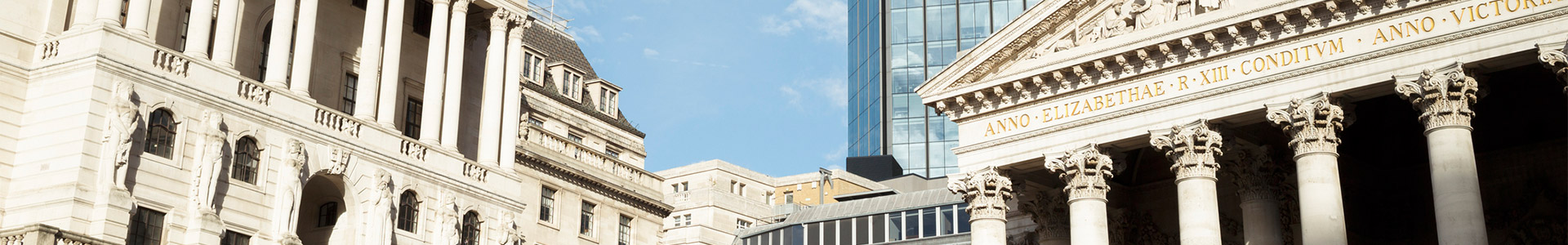 Close-up of the Bank of England building